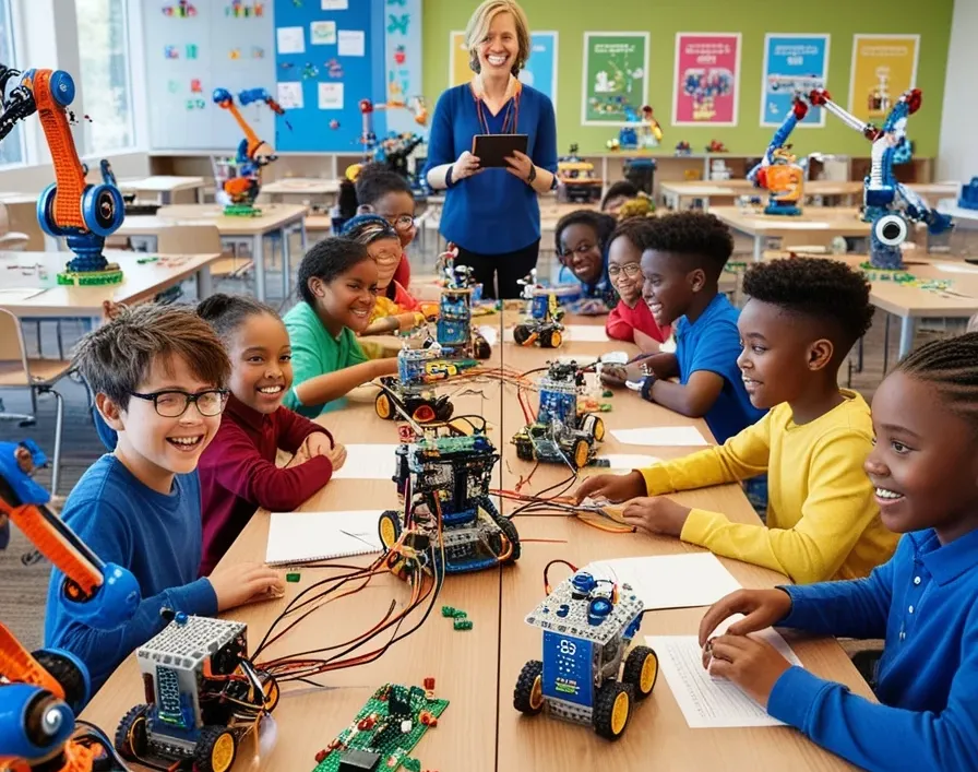 A vibrant and lively robotics class for kids